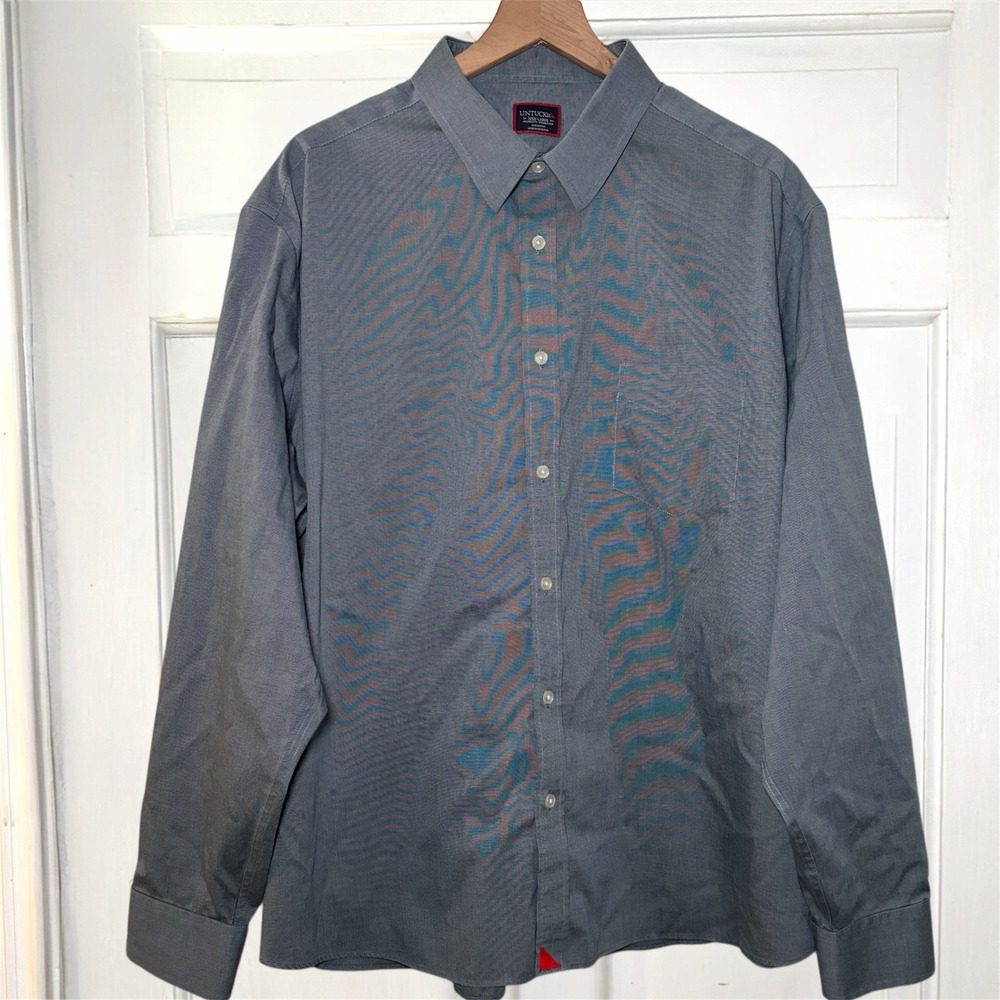 UNTUCKit Pio Cesare WF Relaxed Fit Mens XXXL Wrinkle Free Blue Button Down Shirt - Picture 4 of 7
